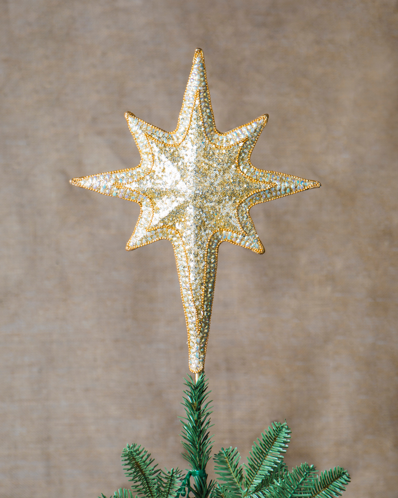 Red Bethlehem Star Beaded Tree Topper