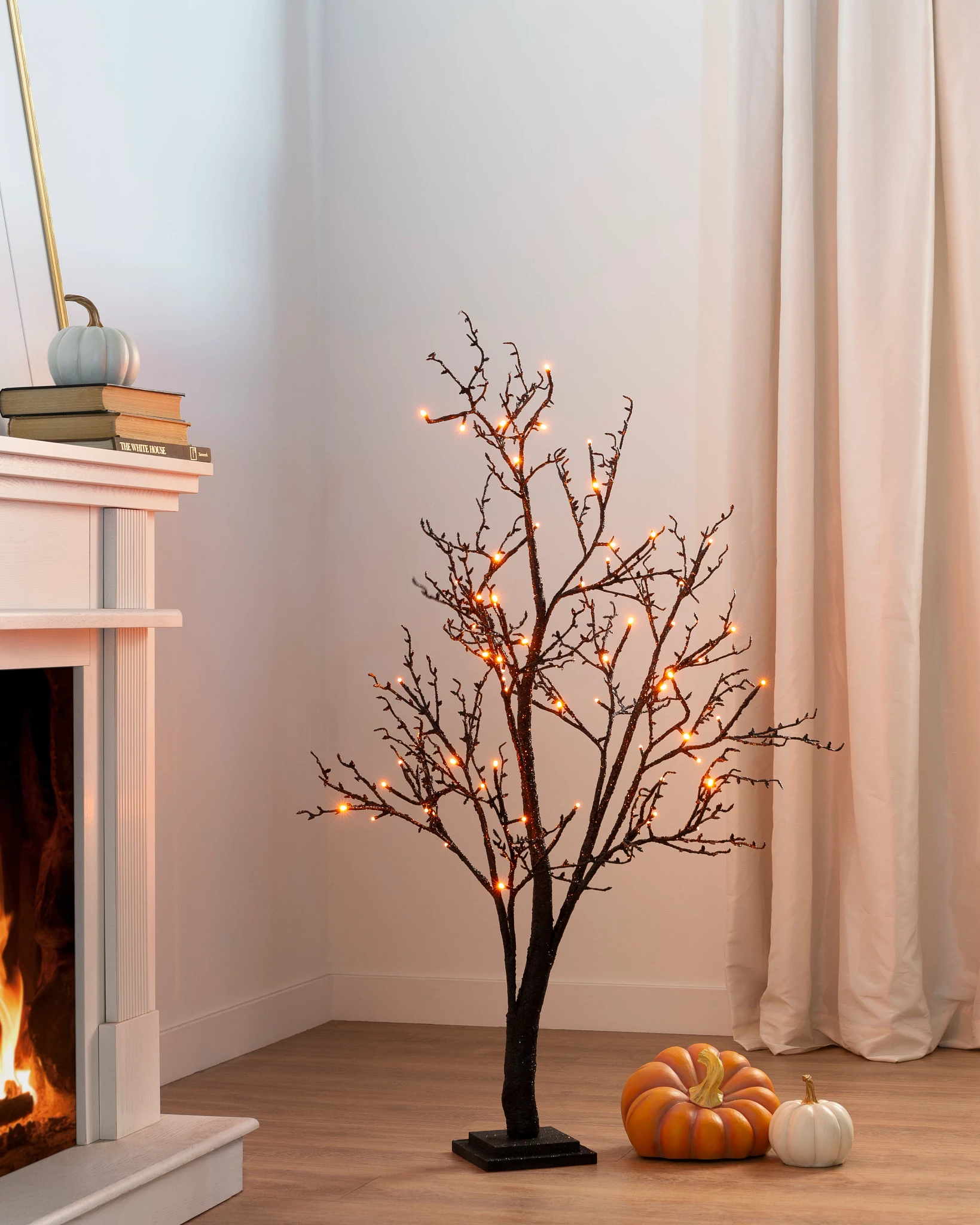 Lit Halloween Glitter Twig Tree